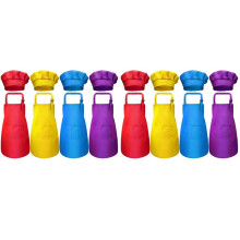 16-Teiliges Kinderschürzen- und Kochmützen-Set, Verstellbar, mit 2-Taschen-Küchenschürzenschürze