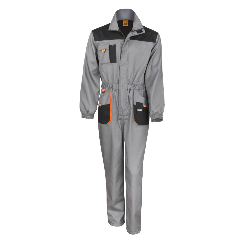 (M, Grey / Black / Orange) Result Unisex Work-Guard Lite Workwear Coverall (Breathable And Windproof)
