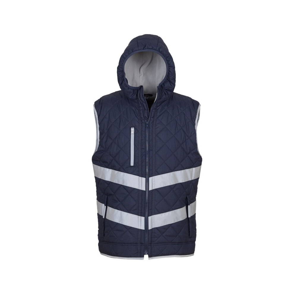 (2Xl, Navy) Yoko Unisex Adults Hi Vis Kensington Hooded Gilet 5057819721614