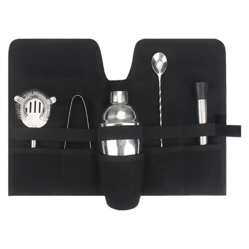 Canvas Bartender Travel Kit - Professional Bartender Roll Strap Mixology Cocktail Set Bar Tools Carry Bag 2
