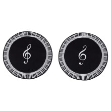 2X New Carpet Music Symbol Piano Key Black White Round Carpet Non-Slip Carpet Home Bedroom Mat Floor Decoration