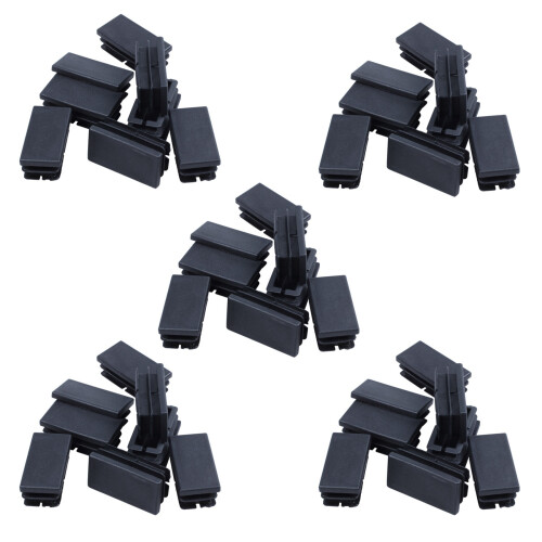 40 Pcs Black Plastic Rectangular Blanking End Caps Inserts 20mm x 40mm