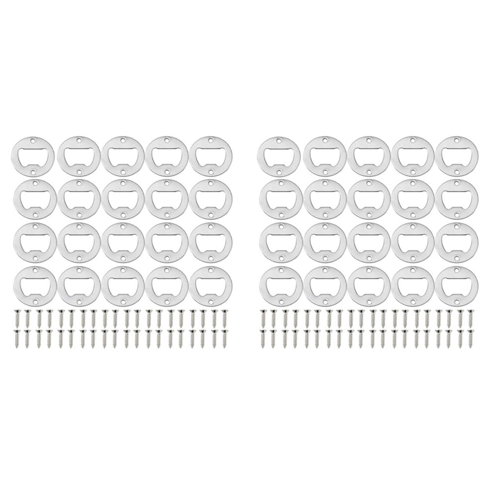 Bottle Opener Insert Kit,40 Set Round Inset Bottle Opener Kit For Diy Keychain Beer Spanner Jar Bottle Opener Corkscrew 6033948047695