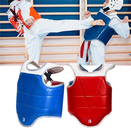 Adjustable Taekwondo Chest Protector with Double-Sided Color for Training and Competition  S[110-140] 2