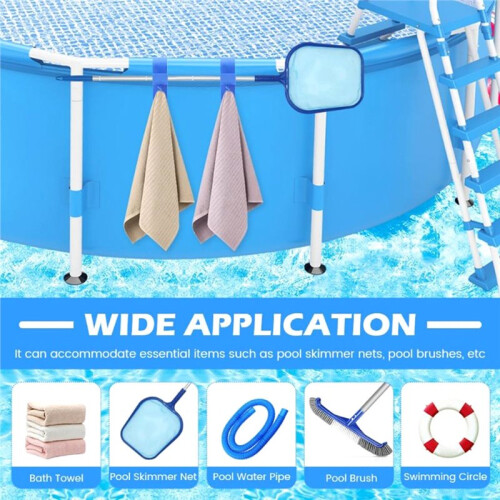 Adjustable Above Ground Pool Pole Hanger Pool Pole Hook for Telescopic Poles Skimmers Leaf Rakes 2