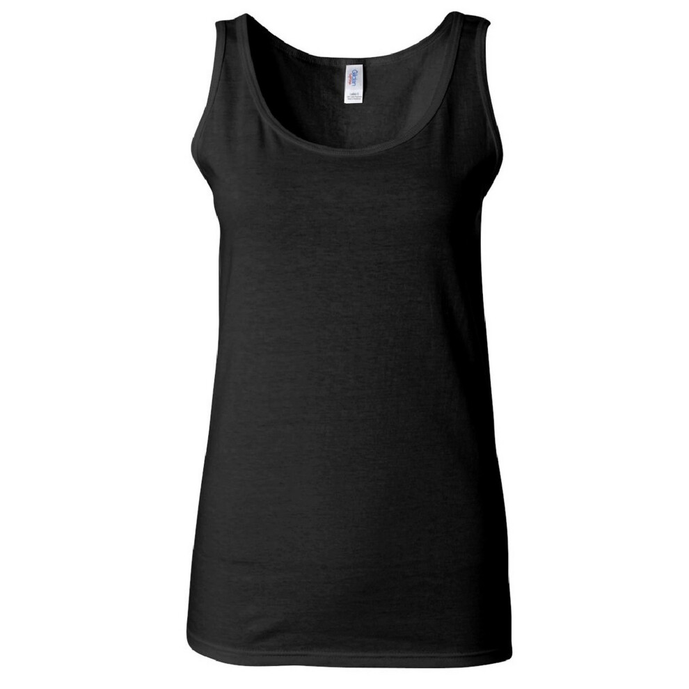 Gildan (M, ) Ladies Soft Style Tank Top Vest Black