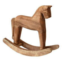 Vintage Carved Wood Rocking Horse Animals Decorated with Wood Carved Horse Figurines for Home Decoration