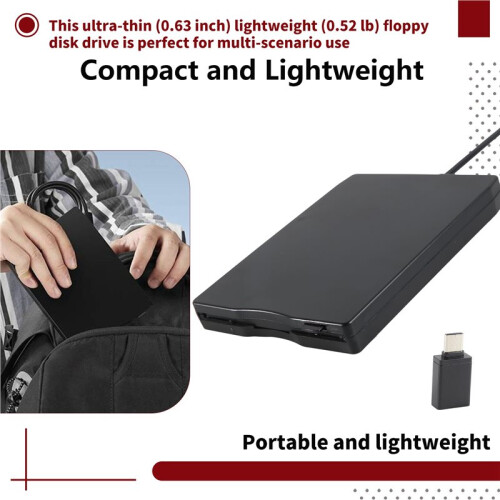 Floppy Disk Reader 3.5 Inch External USB Type A&C Floppy Disk Drive Floppy Disc Reader for Laptop