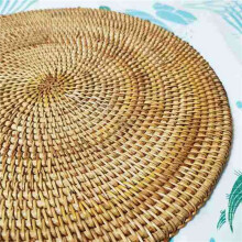 5X Hand Gewebte Rattan Tisch Sets, Runde Wicker Tisch Sets, Natürlich Gewebte Tisch Sets für Den Essen Tisch, Hitze BestäNdige Matten
