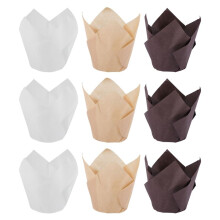 600 Stück Tulpe Cupcake Back Becher, Muffin Baking Liner Halter, Rustikale Cupcake Wrapper, , Weiß und Naturfarbe
