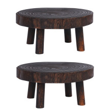 2X Rustikaler Dekorativer Runder Holz Sockel Blumen Topf Riser Pflanzen Ständer Topf Pflanzen Regal für Drinnen Draußen Hause Dekor A