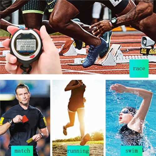Waterproof Stopwatch Chronograph Alarm//Date/Week Double Row Digital Display Countdown Timer for Sport Match 2