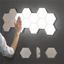 Hexagon Lights, Minimalist White Touch Night Light, Center Touch-Sensitive Wall Panels, Hex Light