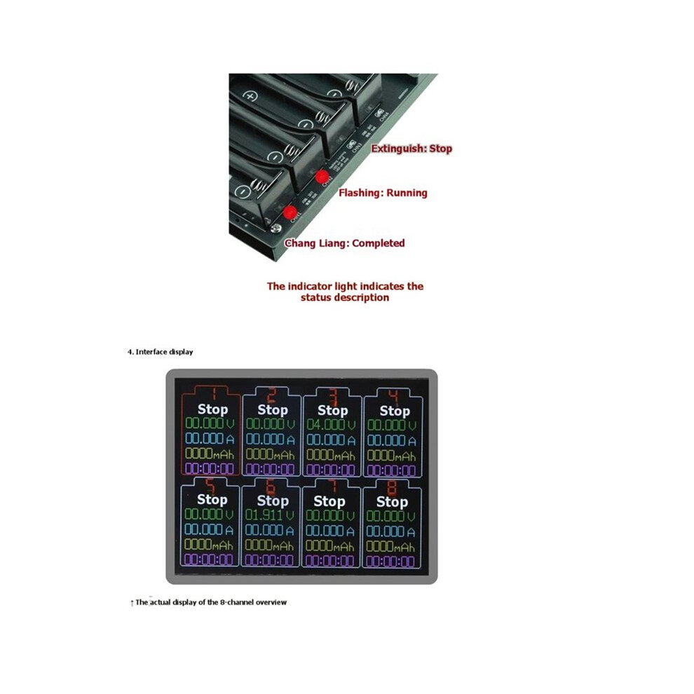 8Channel 18650 Battery Capacity Resistance Tester+21700 Holder Battery Capacity Tester Internal Resistance Tester Black 6034191795685