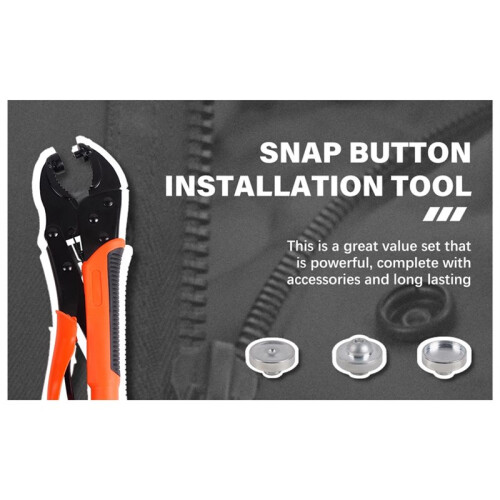 Heavy Duty Snap Fastener Tool Set, Adjustable Snap Button Kit Includes 40 Sets 15mm Stainless Replacing Metal Snaps 1