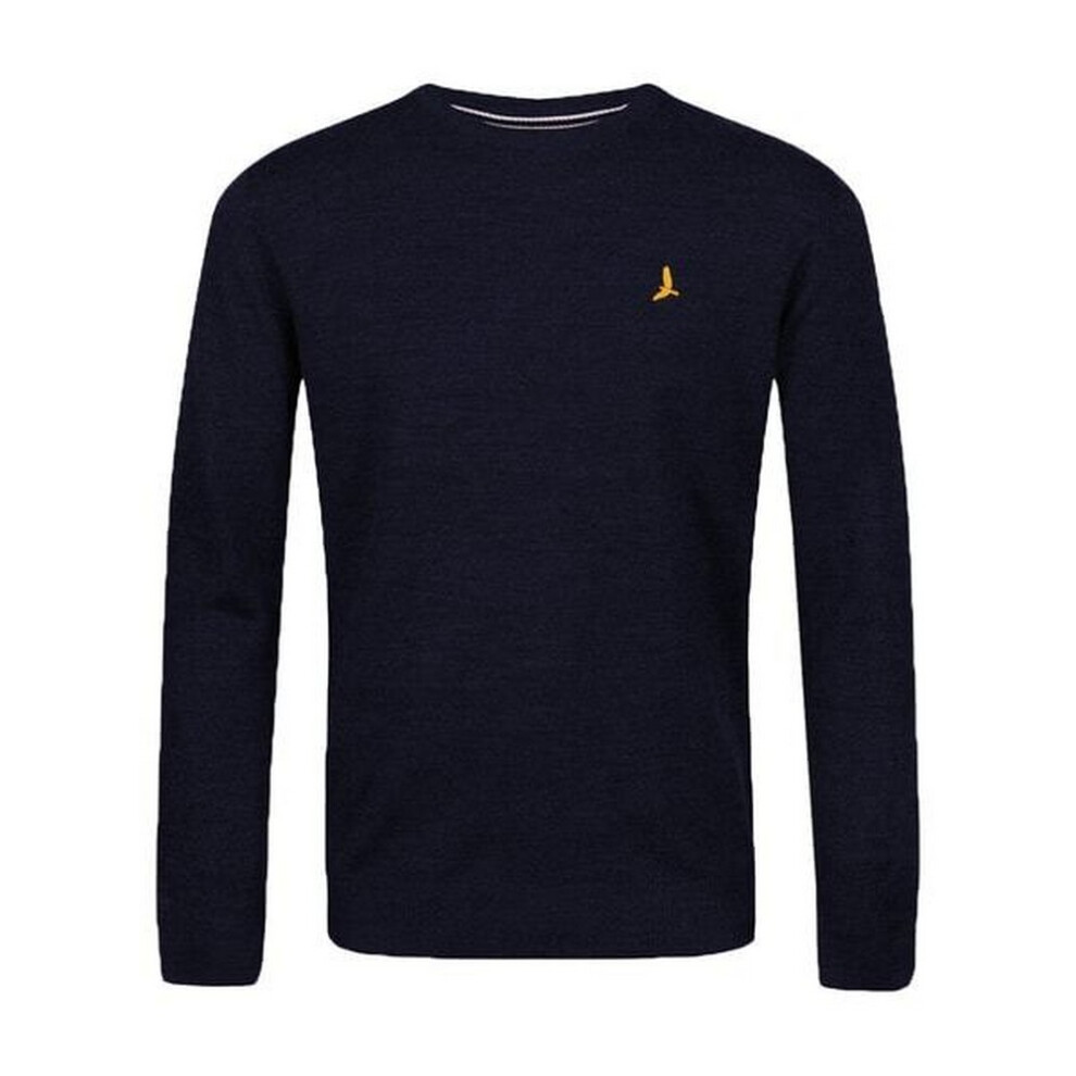 Brave Soul (L, Midnight Navy) Mens Flat Knit Crew Neck Jumper Blue,Multicoloured