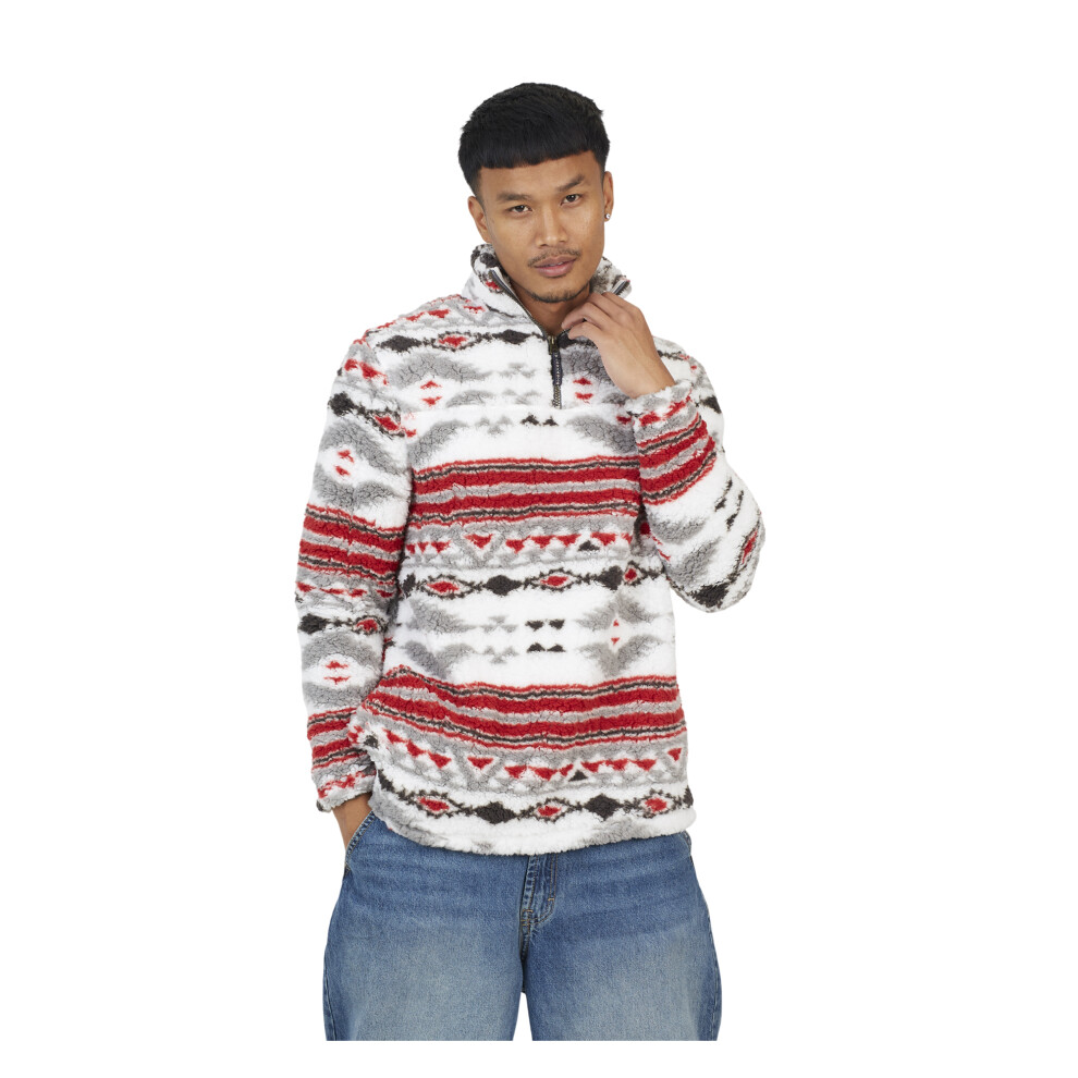 Brave Soul (M, ) Mens Hebden Fleece Quarter Zip Sweatshirt Multicoloured