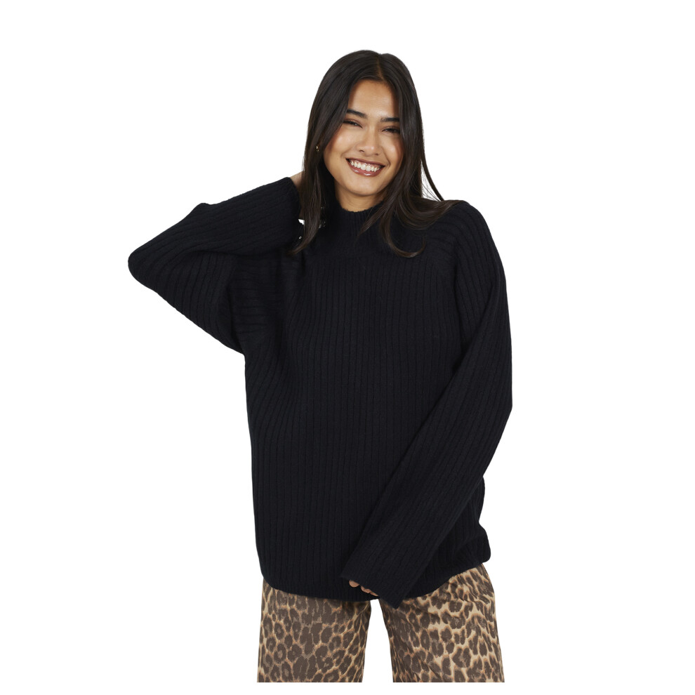 Brave Soul (S, Black) Womens/Ladies Mossy Yarn Turtle Neck Jumper