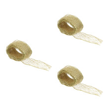 3Rouleaux De Ruban Pailleté En Jute Pour Cadeaux