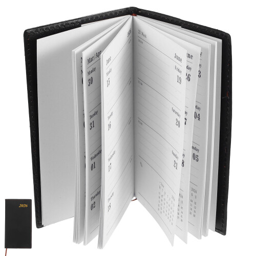 Planner Hebdomadaire Noir A6 Robuste Cuir Poche
