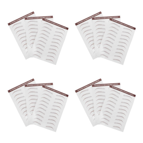 12Sheets Light Brown Water Transfer Waterproof Eyebrow Shape Stickers