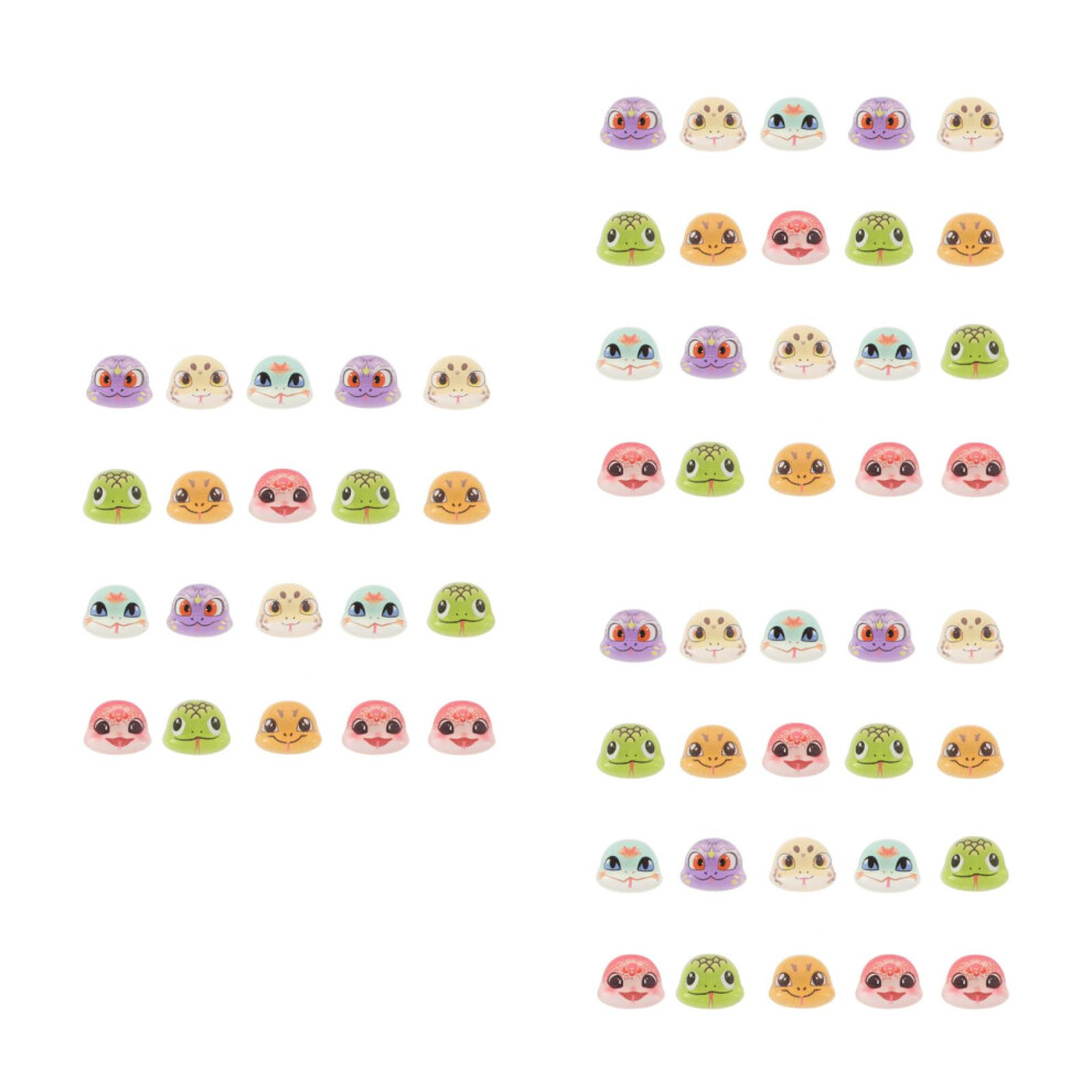 Vaguelly 60Pcs Resin Snake Head Nail Charms Cute Assorted Colors For Nail Art