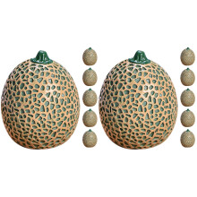 12Pcs Resin Simulation Cantaloupe Fruit Models Green Decorative Props