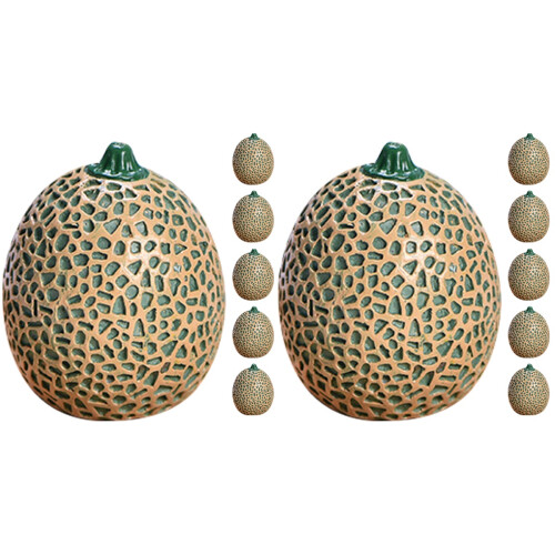 12Pcs Resin Simulation Cantaloupe Fruit Models Green Decorative Props