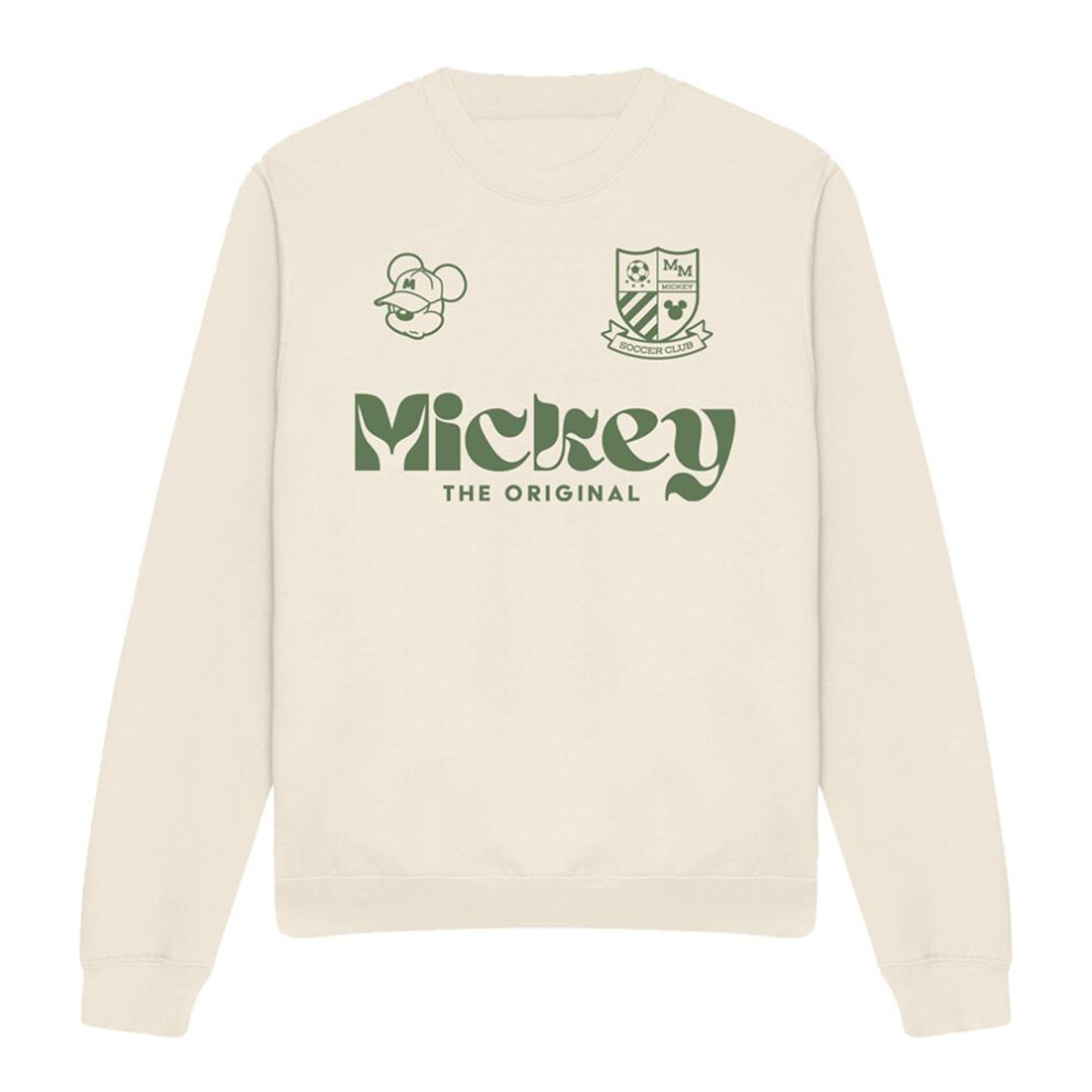 Disney (L, Natural) Unisex Adult Football Usa Mickey Mouse Sweatshirt