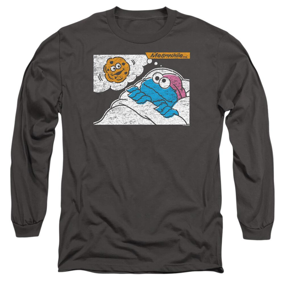 Sesame Street (Xxl, Charcoal) Unisex Adult Meanwhile Long-Sleeved T-Shirt Multicoloured