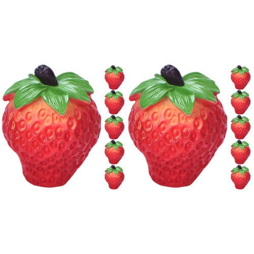 12Pcs Mini Artificial Strawberry Resin Models Red for Dollhouse Decor