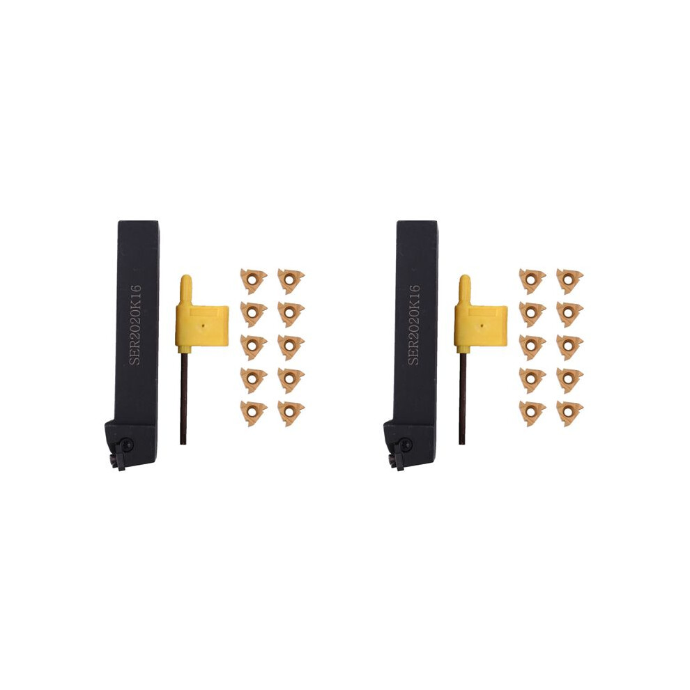 2X Ser2020k16 Cnc Lathe Turning Tool Holder Boring Bar With 20Pcs 16Er Ag60 Blade Insert Machine Accessories 6032661865623