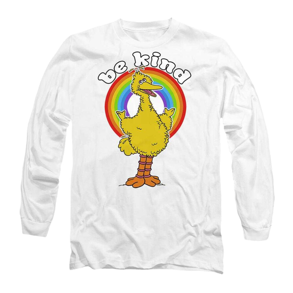Sesame Street (Xxl, ) Unisex Adult Be Kind Long-Sleeved T-Shirt White