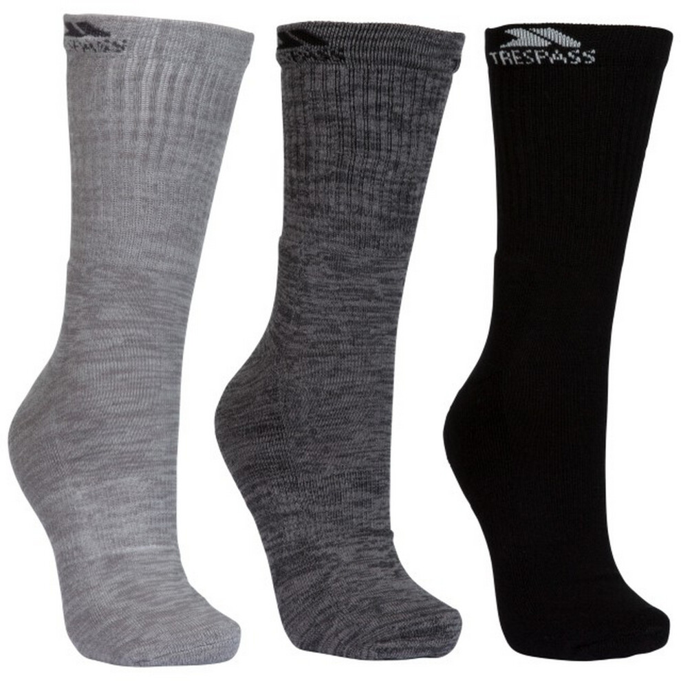 Trespass (Uk 7-11, Carbon Melange/Stone Melange/Black) Mens Jackbarrow Trekking Socks (Pack Of 3) Black