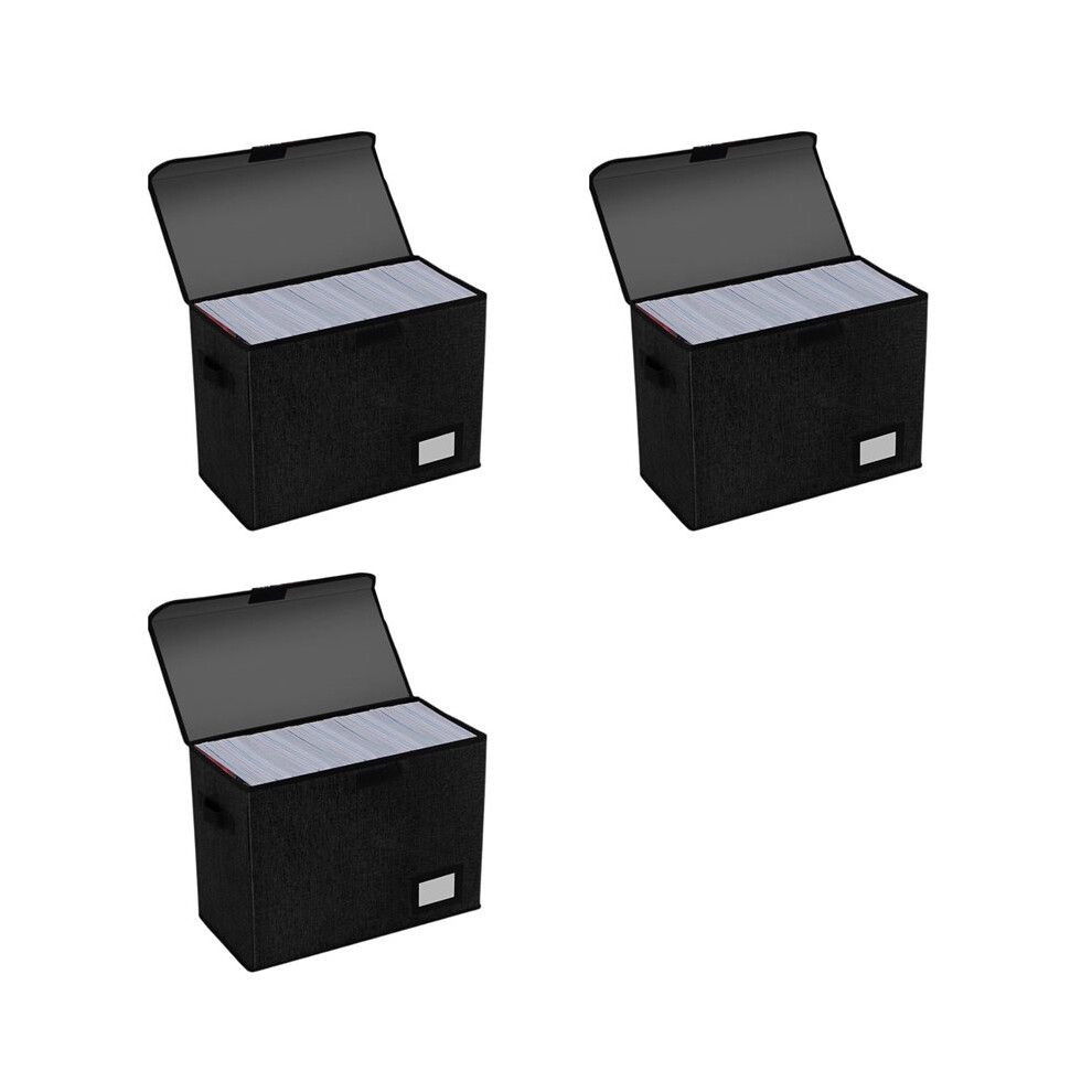 3X Comic Book Boxes, Back To School Fold Comic Short Box Case With Lid, Book Bin Container Holds 150 Comics Black 6034002987780