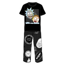 (L, Black/White) Rick And Morty Mens Grid Pyjama Set