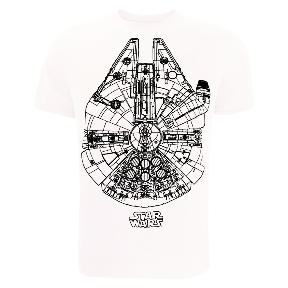 Star Wars (L, ) Mens Millennium Falcon T-Shirt White