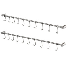 2X Estante de Riel de Cocina Utensilio Montado en Pared Estante para Colgar Ganchos de SuspensióN de Acero Inoxidable para Herramientas Cocina Toalla