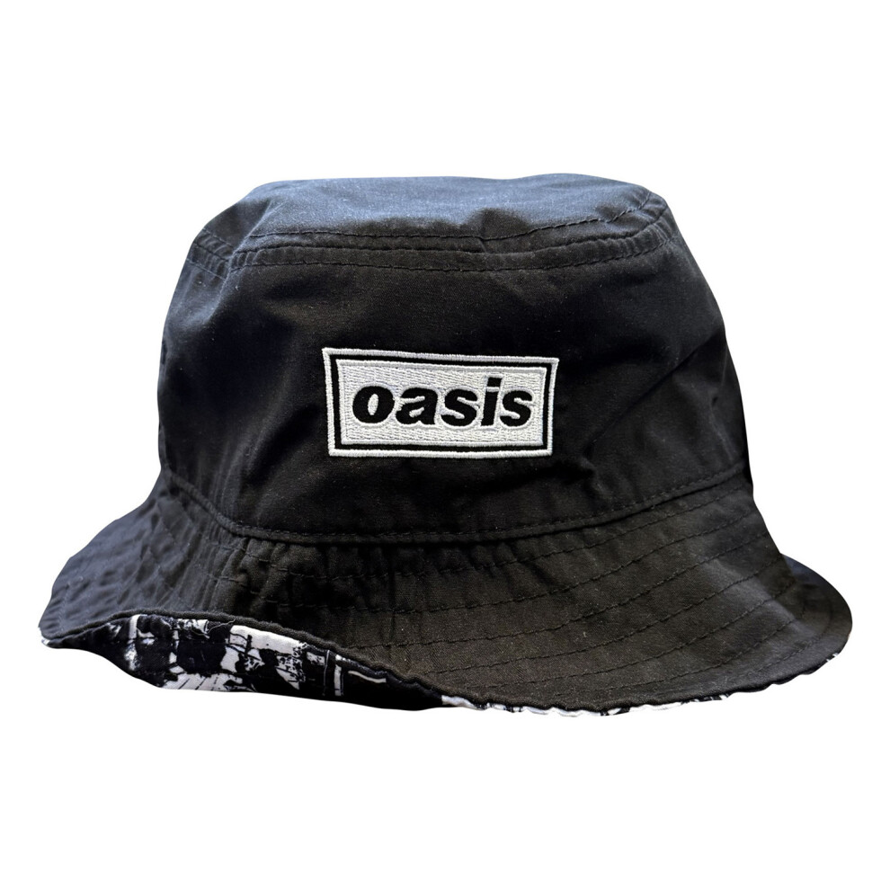 Oasis Definitely Maybe Logo Reversible Bucket Hat Black