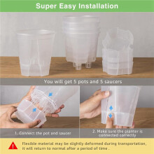 6 Inch Transparent Plastic Garden Pots Self Watering Planters, 10 Pack Plastic Nursery Plant Pots with Deep Reservior