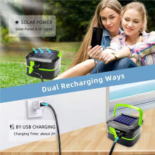 2 Lanterne Solari Ricaricabili da Campeggio con 3 Modalità di Illuminazione, Torcia LED Portatile USB per Escursionismo, Emergenze e Uso Esterno B