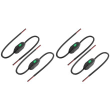 Inline Cord 12V 24V/3A Toggle /Off Rocker Button with Prewire Both End Green LED for Lamp 0.5M 4PCS