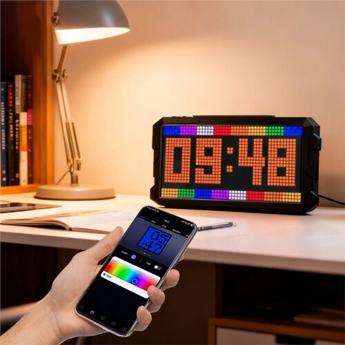 LED Pixel Screen Clock RGB Nightlight DIY Graffiti Animation Drawing Panel for Game Room Decor Gift Idea Pixel 16x32 1