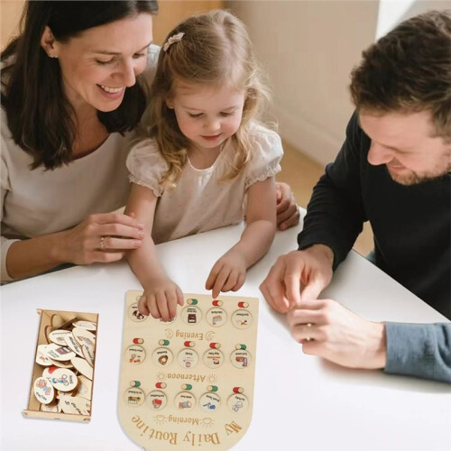 Wood Visual Schedule Visual Wall Planner Daily Routine Chart for Kids Daily Visual Schedule Card Chore Chart 1