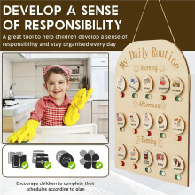 Wood Visual Schedule Visual Wall Planner Daily Routine Chart for Kids Daily Visual Schedule Card Chore Chart