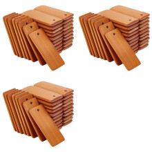 360PCS Wooden Tags Key Ring Blanks Rectangle Engraving Blanks Natural Wood Key Ring Tag for Keychain Wine Bottle