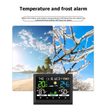 Digital Weather Clock with Touch Screen Technology for Indoor Outdoor Temperature Humidity Range Monitoring Function