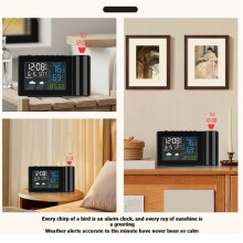 Reloj Despertador Digital con Estación Meteorológica LED, Temperatura, Humedad, Pronóstico del Tiempo, Función de Repetición, Reloj de Mesa con