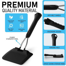 Conjunto de Espátulas de Silicone para Ovos, com Ângulo Ajustável, Ideal para Panquecas, Peixes e Hambúrgueres. Possui Cabeças Intercambiáveis.