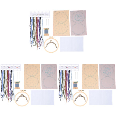 3Sets DIY Geborduurde Munten Portemonnee Set Assortiment